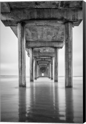 Framed California, La Jolla, Scripps Pier, Sunrise (BW) Print