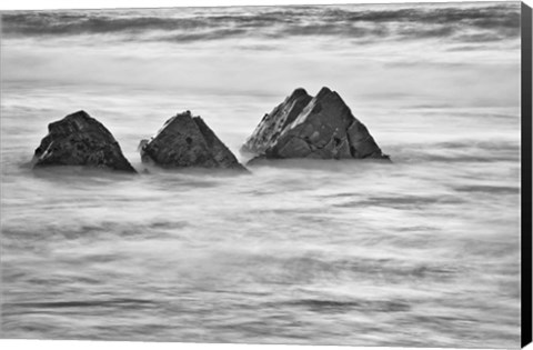 Framed California, Garrapata Beach, Floating Rocks (BW) Print