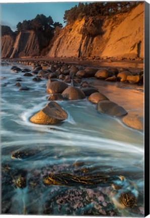 Framed Sunset At Bowling Ball Beach Print