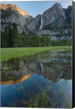 Framed Early Morning At The Upper Yosemite Falls Print