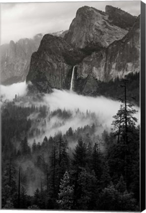 Framed Bridal Veil Falls, Yosemite NP (BW) Print