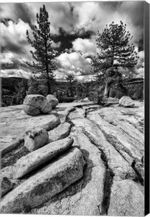 Framed Granite Outcropping At Yosemite NP (BW) Print