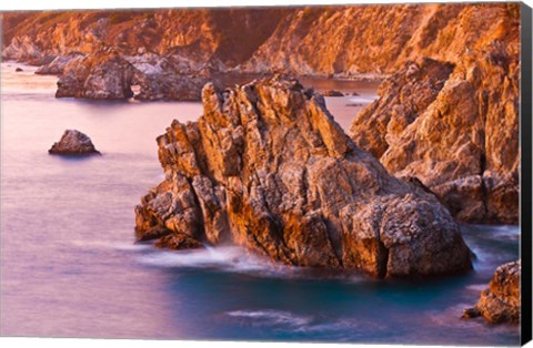 Framed Evening Light On The Big Sur Coast Print