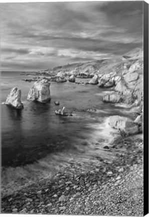 Framed Rocky Coastline At Soberanes Point (BW) Print