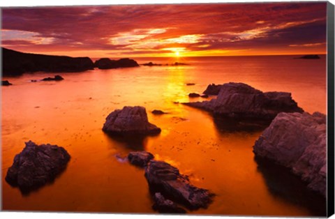 Framed Sunset At Soberanes Point Print