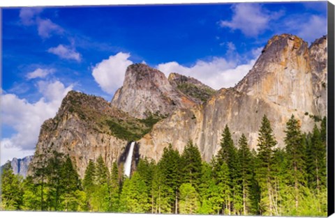 Framed Bridalveil Fall And The Leaning Tower Print