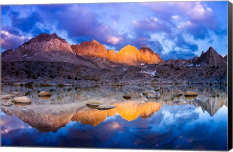 Framed Dusk On The Palisades In Dusy Basin, Kings Canyon National Park Print