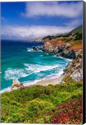 Framed Big Sur Coast At Rocky Point Print