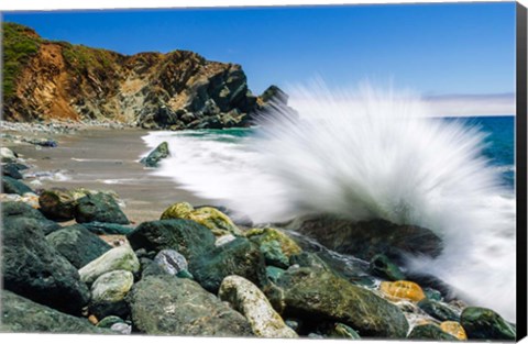 Framed Crashing Surf, Limekiln State Park Print