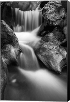 Framed Cascade On Hare Creek (BW) Print