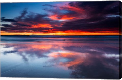 Framed Sunset Over The Channel Islands From Ventura State Beach Print