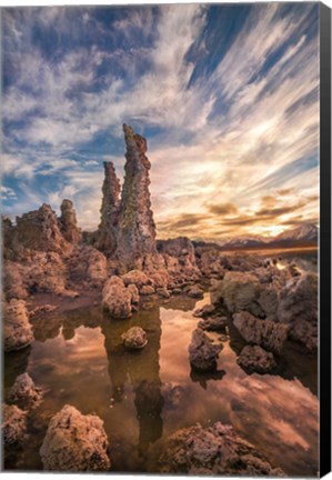 Framed Tufas At Sunset On Mono Lake Print