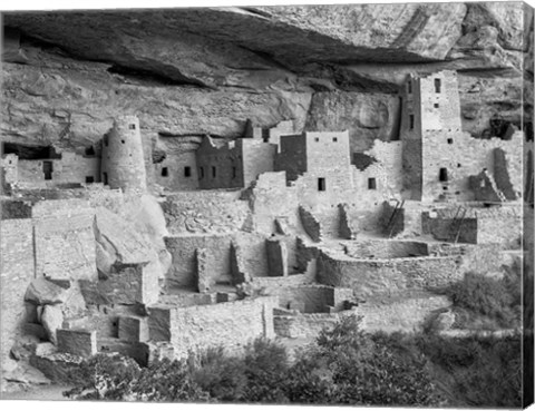 Framed Cliff Palace, Mesa Verde, Colorado (BW) Print