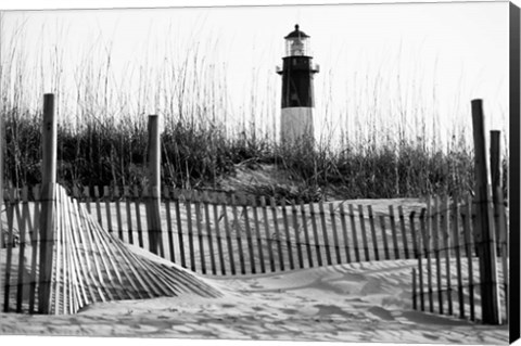 Framed Tybee Island Lighthouse, Savannah, Georgia (BW) Print