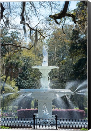 Framed Fountain In Forsyth Park, Savannah, Georgia Print