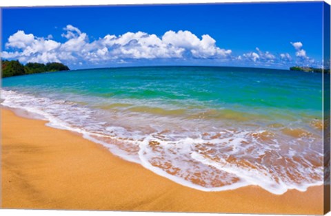 Framed Blue Waters On Hanalei Bay, Island Of Kauai, Hawaii Print