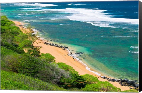 Framed Larsen&#39;s Beach, North Shore, Island Of Kauai, Hawaii Print