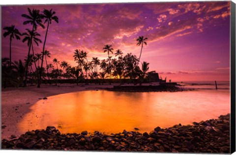 Framed Sunset Over Pu&#39;uhonua O Honaunau National Historic Park, Hawaii Print