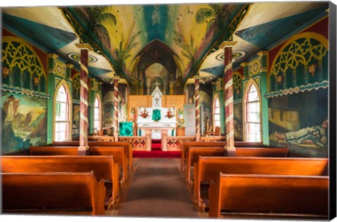 Framed Interior Of St Benedict&#39;s Painted Church, Hawaii Print