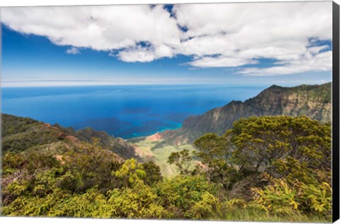 Framed Landscape View From Kalalau Lookout, Hawaii Print