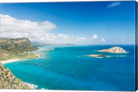 Framed North Shore From Makapu&#39;u Point, Oahu, Hawaii Print