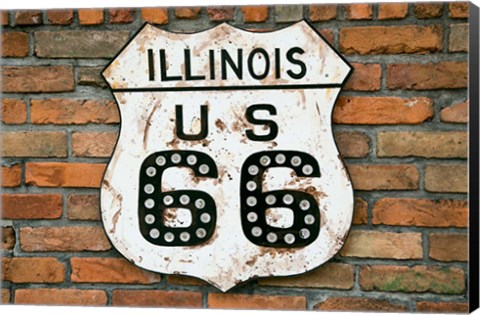 Framed Dirty Illinois Route 66 Sign Print