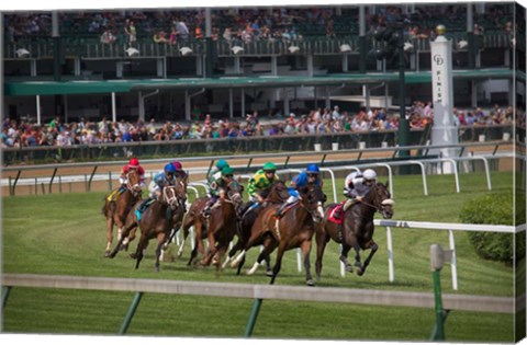 Framed Horses Racing On Turf At Churchill Downs, Kentucky Print