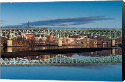 Framed Western Avenue Bridge And Kennebec River, Maine Print