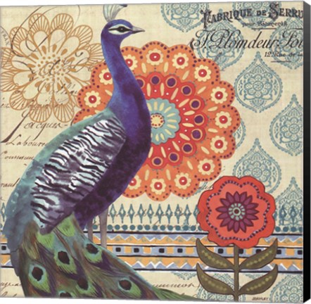 Framed Vintage Peacock I Print