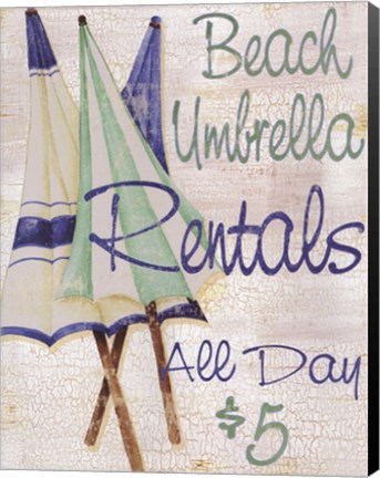 Framed Beach Umbrellas Print