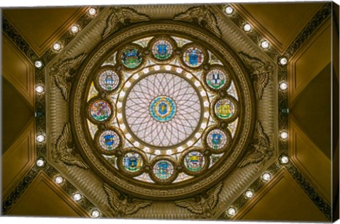 Framed Rotunda Ceiling, Massachusetts State House, Boston Print