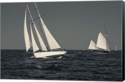 Framed Schooner&#39;s Sailing In Cape Ann (BW) Print