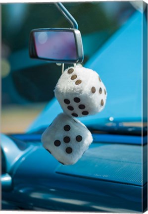 Framed 1950&#39;s Fuzzy Dice At An Antique Car Show Print