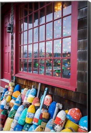 Framed Christmas Tree And Lobster Buoys, Massachusetts Print