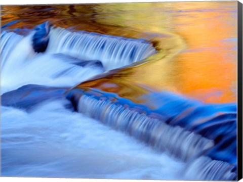 Framed Water Reflecting Fall Foliage, Ontonagon River Print