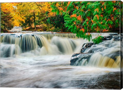 Framed Bond Falls On The Middle Fork Of The Ontonagon River Print