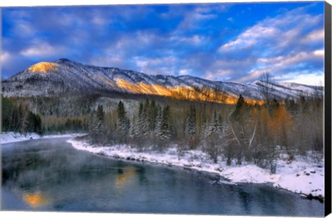 Framed Mcdonald Creek And The Apgar Mountains In Glacier NP Print