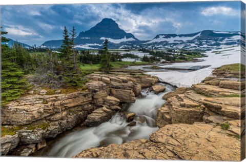 Framed Snowmelt Stream In Glacier National Park, Montana Print