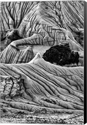 Framed Unusual Erosion Formations In Makoshika State Park (BW) Print