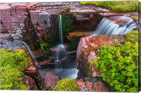 Framed Triple Falls, Glacier National Park, Montana Print