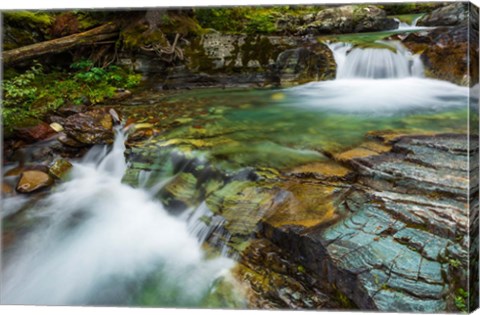 Framed Cascade On Baring Creek, Glacier National Park, Montana Print