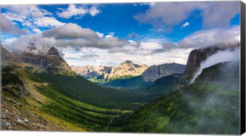 Framed Panorama Of Logan Pass, Glacier National Park, Montana Print