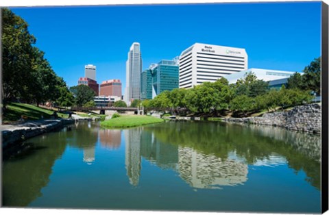 Framed City Park Lagoon In Omaha, Nebraska Print