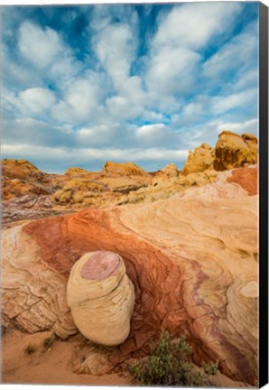 Framed Early Morning Clouds And Colorful Rock Formations, Nevada Print