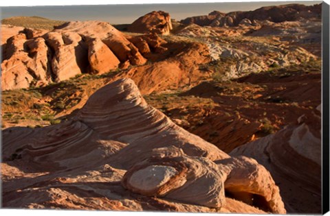 Framed Fire Wave At Sunset, Valley Of Fire State Park, Nevada Print