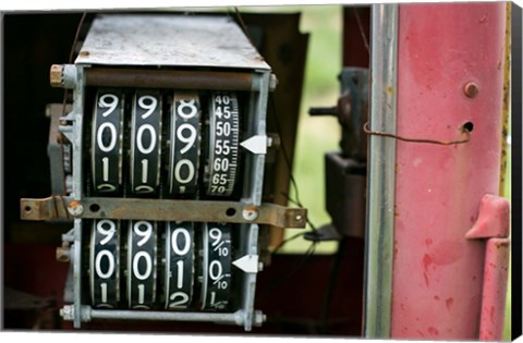 Framed Antique Gas Pump Counting Machine, Tucumcari, New Mexico Print