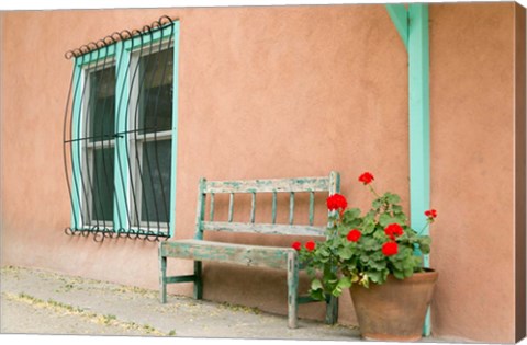 Framed Exterior Of An Adobe Building, Taos, New Mexico Print