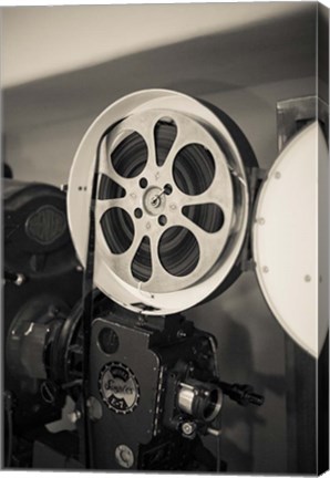 Framed Vintage Film Projector At The Kimo Theater, New Mexico Print