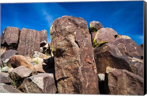 Framed Petroglyphs At Three Rivers Petroglyph Site, Three Rivers, New Mexico Print