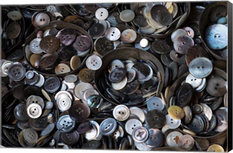 Framed Pile Of Old Buttons Print